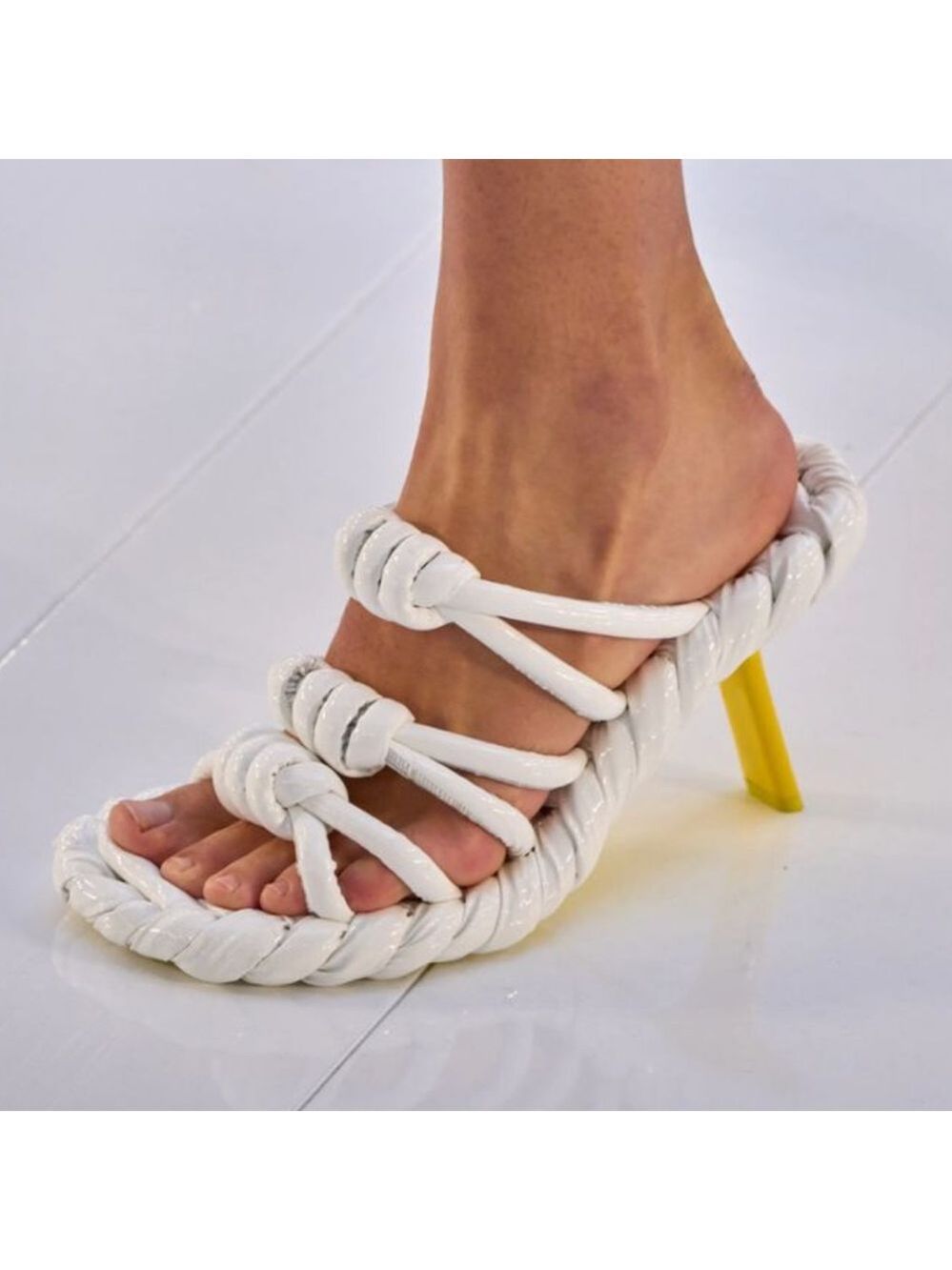 Loewe Petal Knot Leather 90 Sandals White Yellow Size 38 / 8